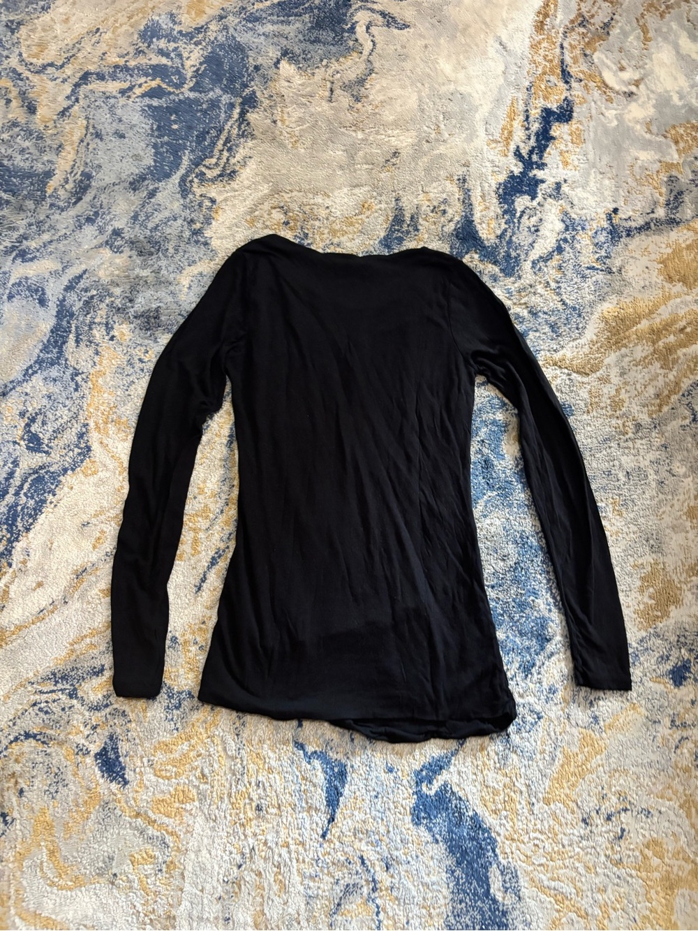 DKNY Black Long-Sleeve Ruffle Front Tee - Picture 6 of 6